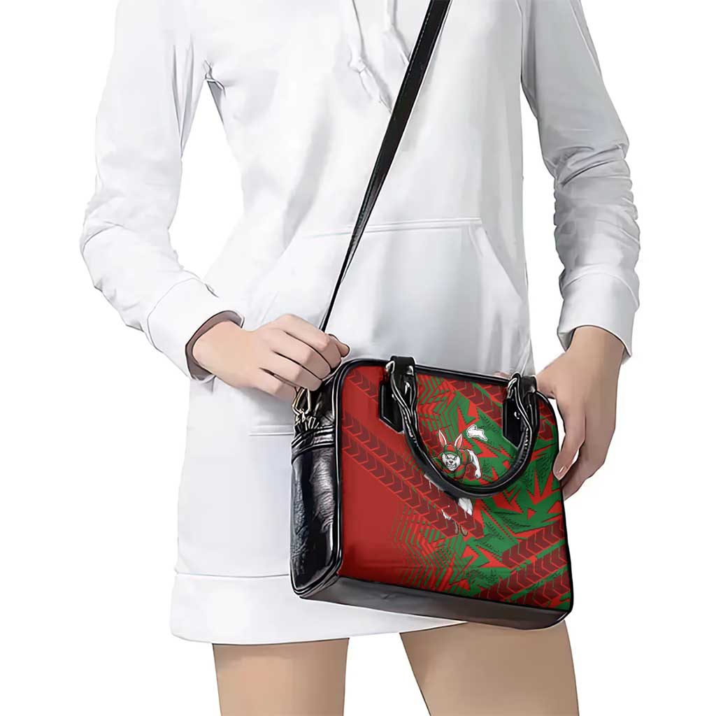 South Sydney Rabbitohs Rugby Shoulder Handbag Fierce Mascot Geometric Tribal Art