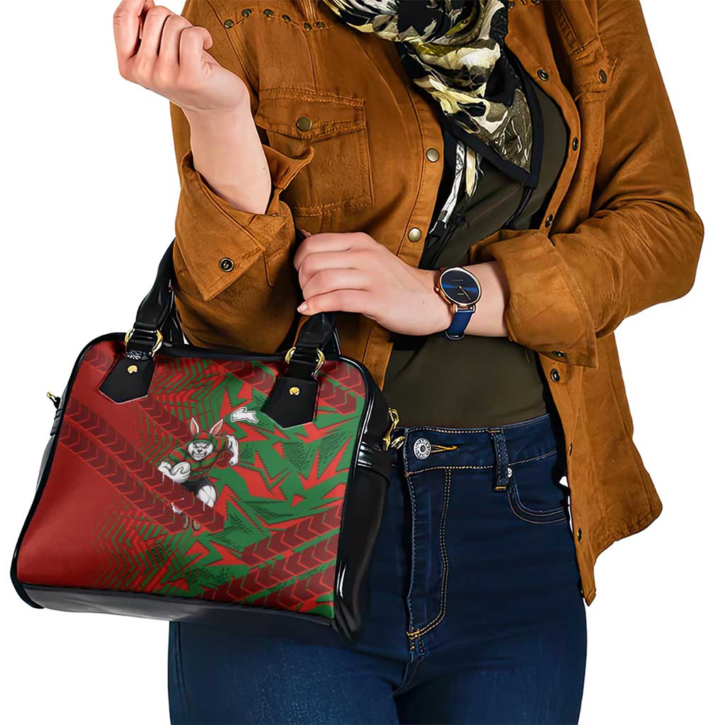 South Sydney Rabbitohs Rugby Shoulder Handbag Fierce Mascot Geometric Tribal Art