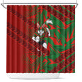 South Sydney Rabbitohs Rugby Shower Curtain Fierce Mascot Geometric Tribal Art