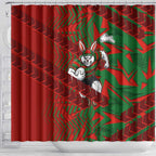 South Sydney Rabbitohs Rugby Shower Curtain Fierce Mascot Geometric Tribal Art