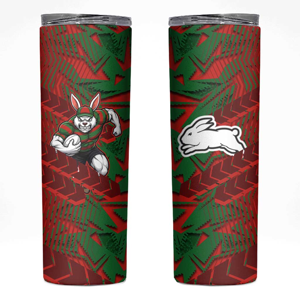 South Sydney Rabbitohs Rugby Skinny Tumbler Fierce Mascot Geometric Tribal Art