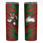 South Sydney Rabbitohs Rugby Skinny Tumbler Fierce Mascot Geometric Tribal Art