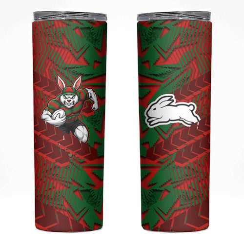 South Sydney Rabbitohs Rugby Skinny Tumbler Fierce Mascot Geometric Tribal Art