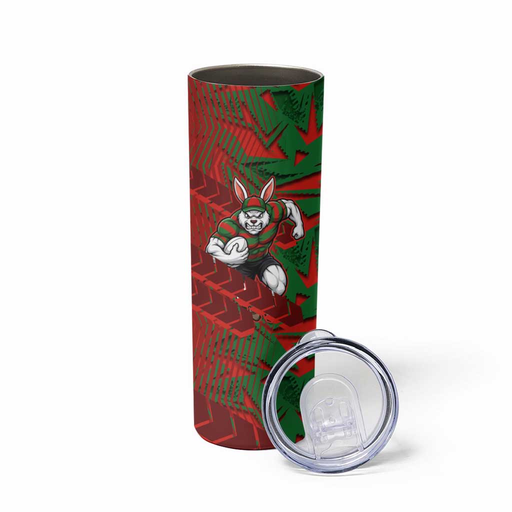 South Sydney Rabbitohs Rugby Skinny Tumbler Fierce Mascot Geometric Tribal Art