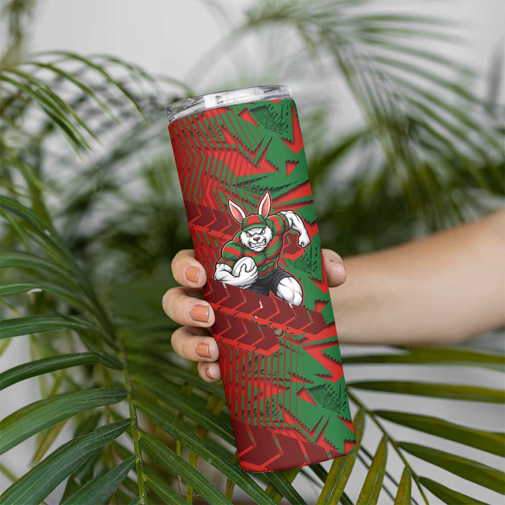 South Sydney Rabbitohs Rugby Skinny Tumbler Fierce Mascot Geometric Tribal Art