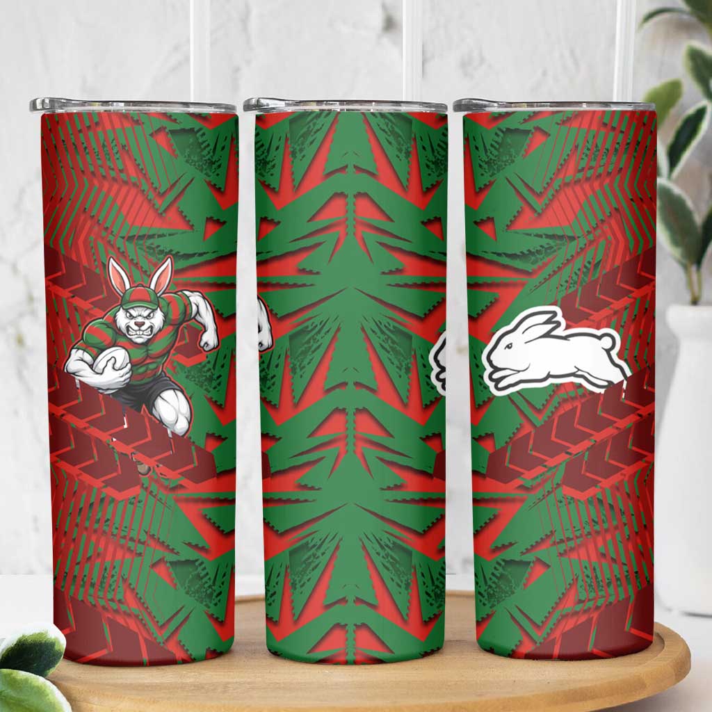 South Sydney Rabbitohs Rugby Skinny Tumbler Fierce Mascot Geometric Tribal Art