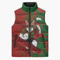 South Sydney Rabbitohs Rugby Sleeveless Puffer Jacket Fierce Mascot Geometric Tribal Art