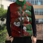 South Sydney Rabbitohs Rugby Sleeveless Puffer Jacket Fierce Mascot Geometric Tribal Art