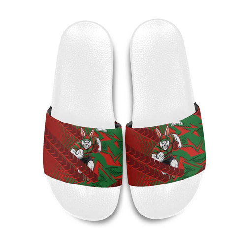 South Sydney Rabbitohs Rugby Slide Sandals Fierce Mascot Geometric Tribal Art