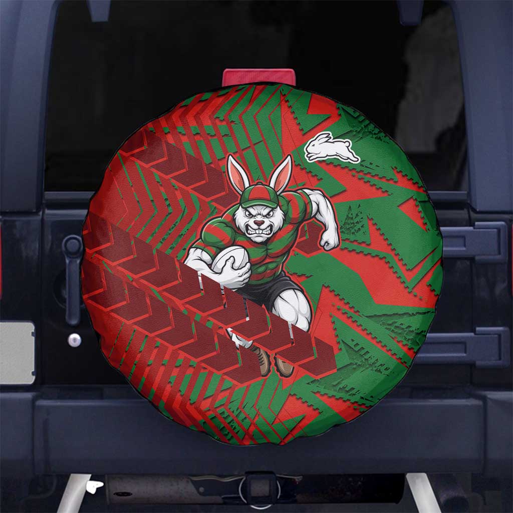 South Sydney Rabbitohs Rugby Spare Tire Cover Fierce Mascot Geometric Tribal Art