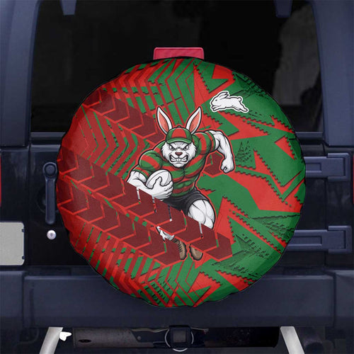 South Sydney Rabbitohs Rugby Spare Tire Cover Fierce Mascot Geometric Tribal Art