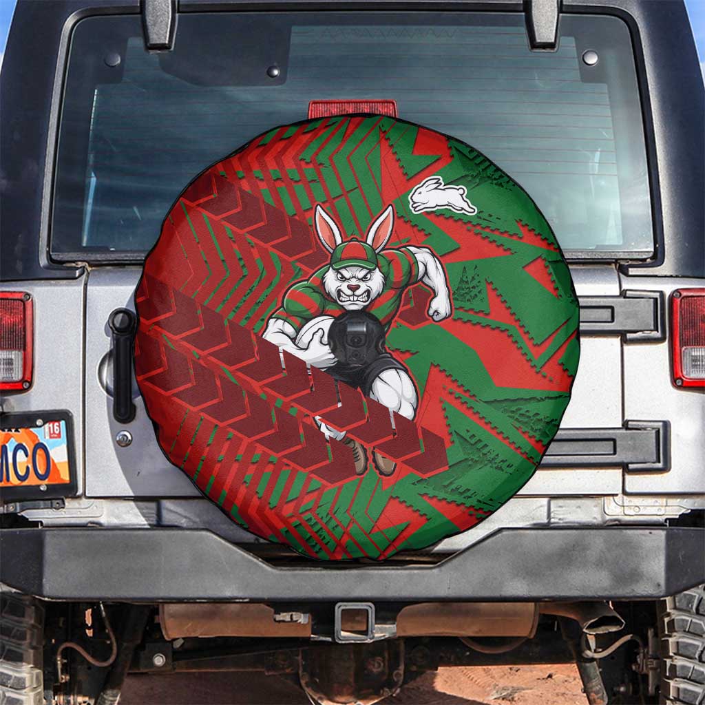 South Sydney Rabbitohs Rugby Spare Tire Cover Fierce Mascot Geometric Tribal Art