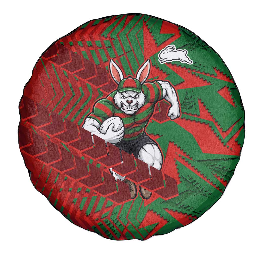 South Sydney Rabbitohs Rugby Spare Tire Cover Fierce Mascot Geometric Tribal Art