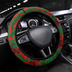 South Sydney Rabbitohs Rugby Steering Wheel Cover Fierce Mascot Geometric Tribal Art