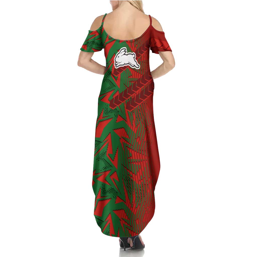 South Sydney Rabbitohs Rugby Summer Maxi Dress Fierce Mascot Geometric Tribal Art
