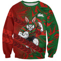 South Sydney Rabbitohs Rugby Sweatshirt Fierce Mascot Geometric Tribal Art