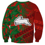 South Sydney Rabbitohs Rugby Sweatshirt Fierce Mascot Geometric Tribal Art