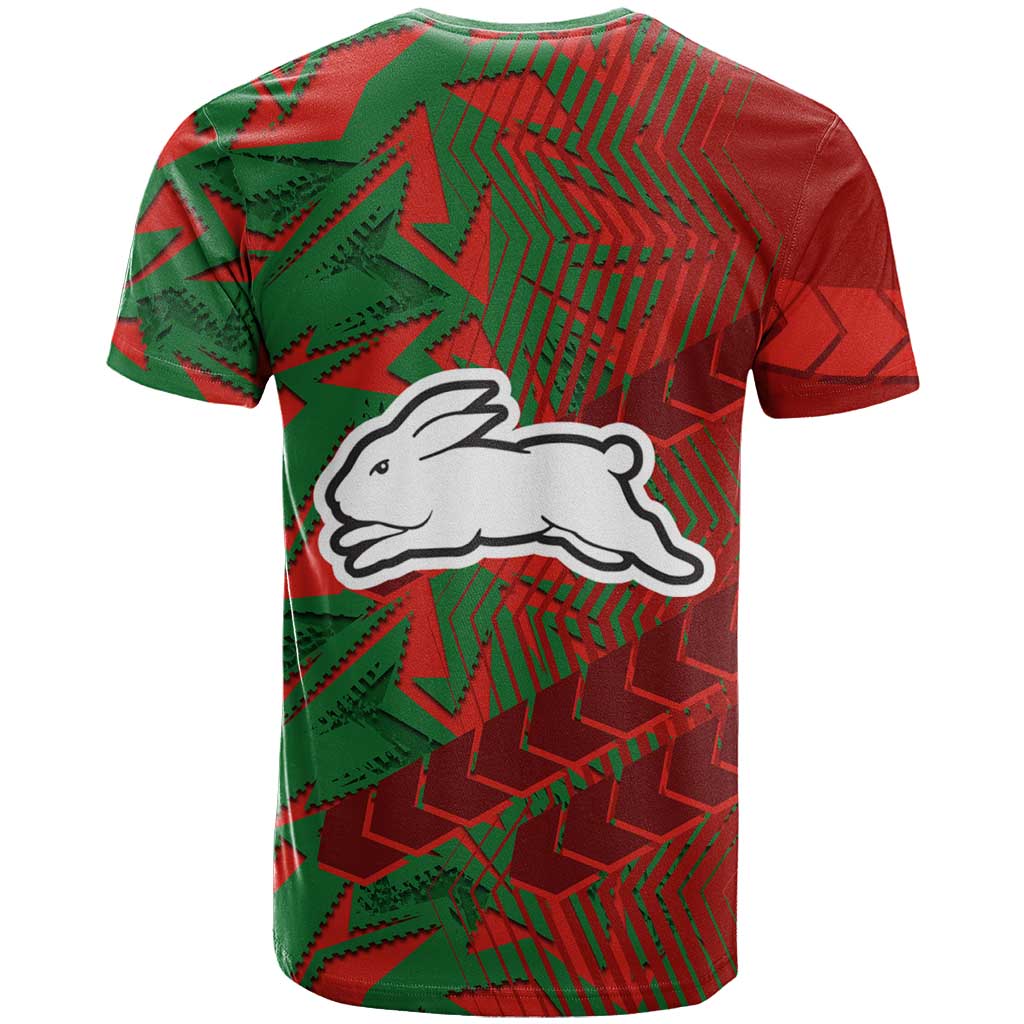 South Sydney Rabbitohs Rugby T Shirt Fierce Mascot Geometric Tribal Art
