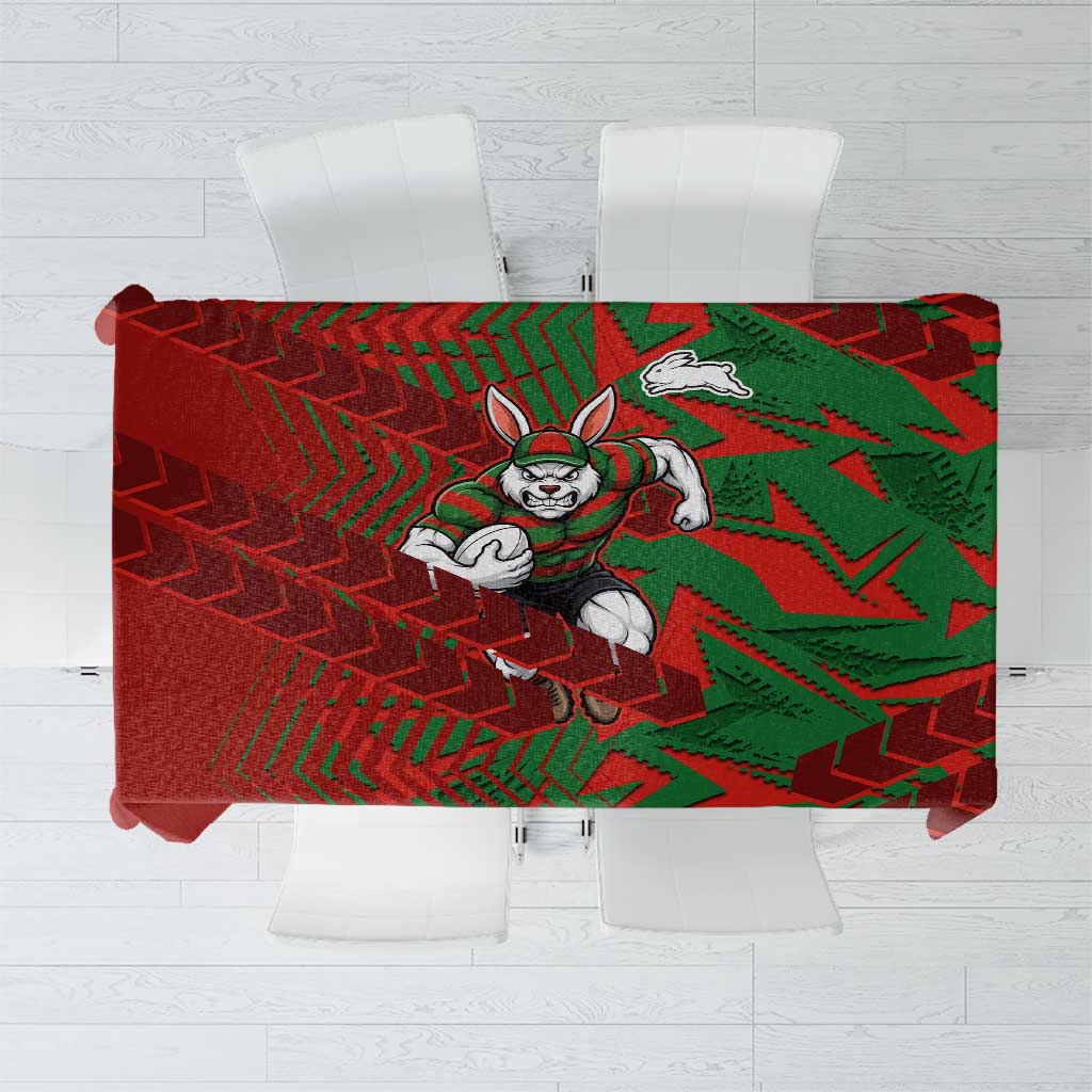 South Sydney Rabbitohs Rugby Tablecloth Fierce Mascot Geometric Tribal Art