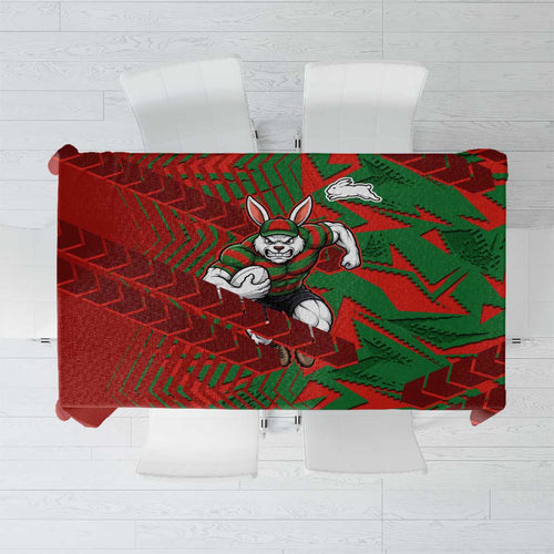 South Sydney Rabbitohs Rugby Tablecloth Fierce Mascot Geometric Tribal Art