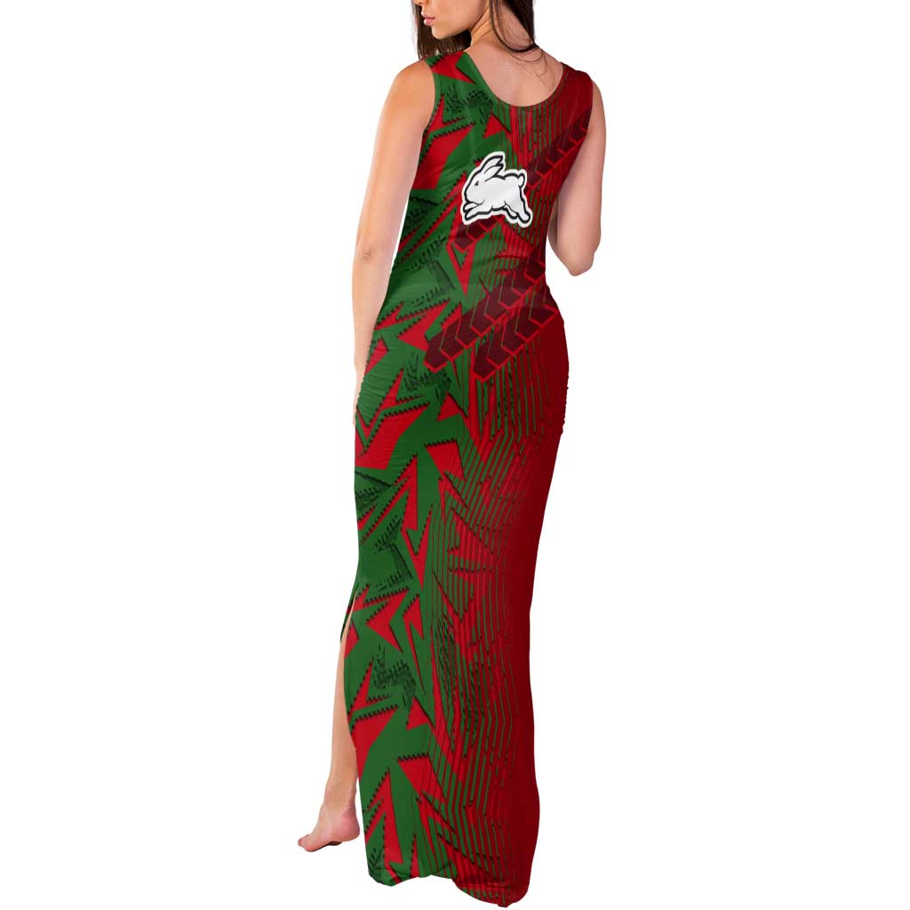 South Sydney Rabbitohs Rugby Tank Maxi Dress Fierce Mascot Geometric Tribal Art