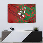 South Sydney Rabbitohs Rugby Tapestry Fierce Mascot Geometric Tribal Art