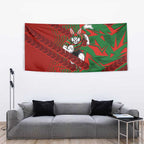 South Sydney Rabbitohs Rugby Tapestry Fierce Mascot Geometric Tribal Art
