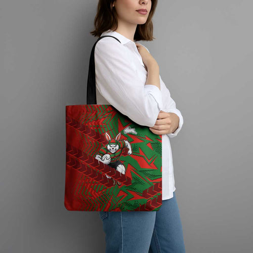 South Sydney Rabbitohs Rugby Tote Bag Fierce Mascot Geometric Tribal Art