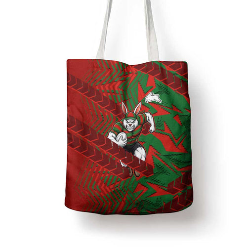 South Sydney Rabbitohs Rugby Tote Bag Fierce Mascot Geometric Tribal Art