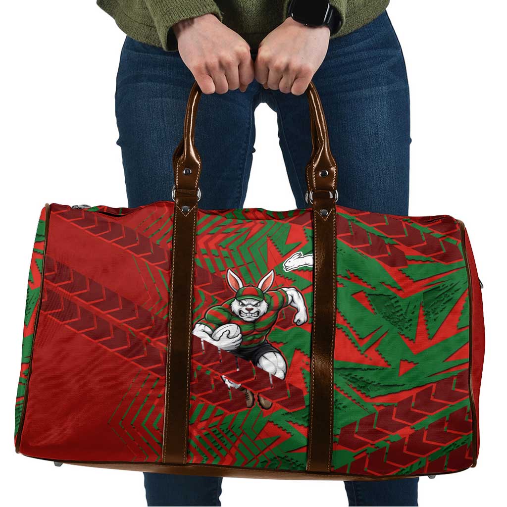 South Sydney Rabbitohs Rugby Travel Bag Fierce Mascot Geometric Tribal Art