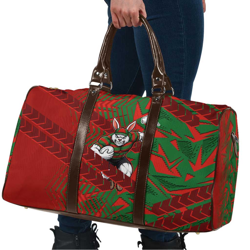 South Sydney Rabbitohs Rugby Travel Bag Fierce Mascot Geometric Tribal Art