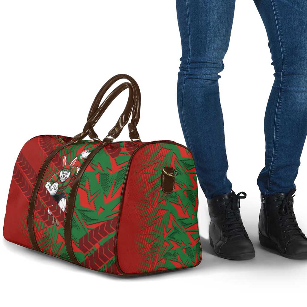 South Sydney Rabbitohs Rugby Travel Bag Fierce Mascot Geometric Tribal Art