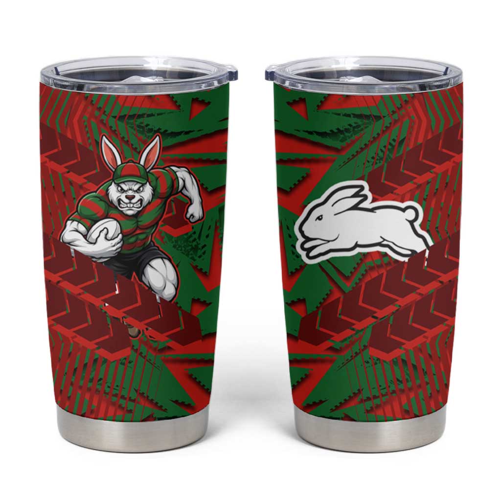 South Sydney Rabbitohs Rugby Tumbler Cup Fierce Mascot Geometric Tribal Art