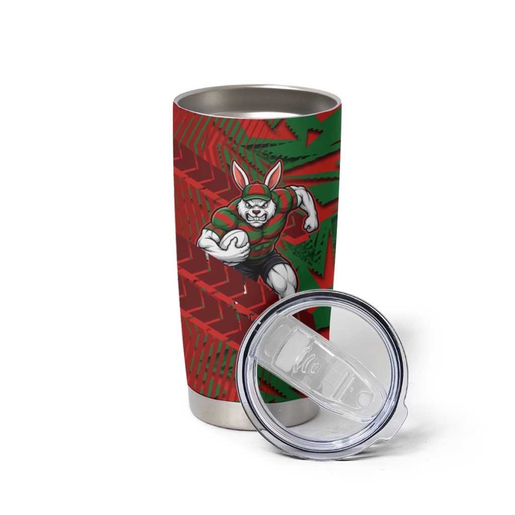 South Sydney Rabbitohs Rugby Tumbler Cup Fierce Mascot Geometric Tribal Art