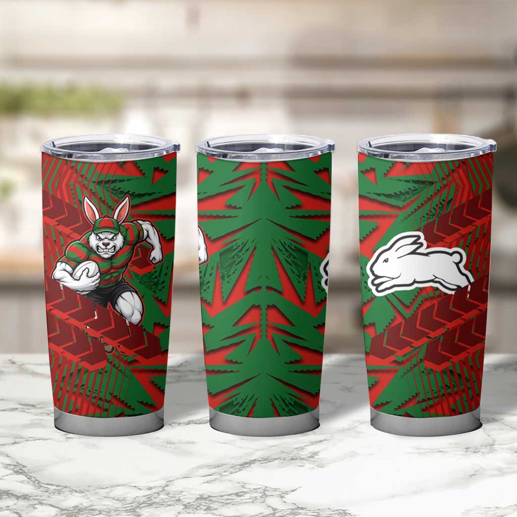 South Sydney Rabbitohs Rugby Tumbler Cup Fierce Mascot Geometric Tribal Art