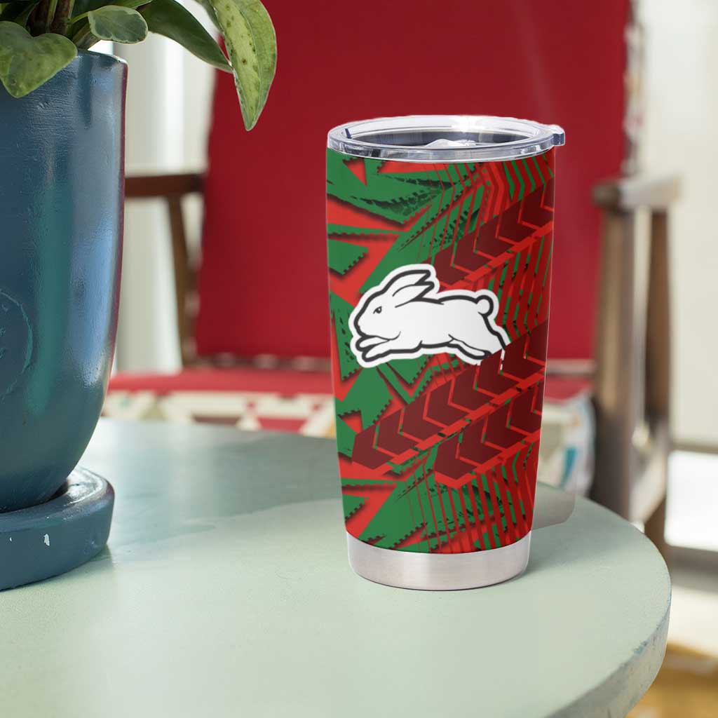 South Sydney Rabbitohs Rugby Tumbler Cup Fierce Mascot Geometric Tribal Art