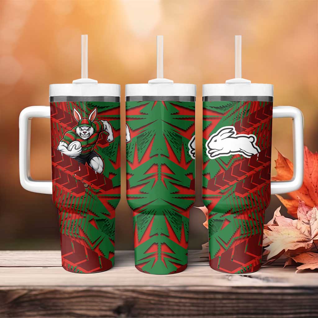 South Sydney Rabbitohs Rugby Tumbler With Handle Fierce Mascot Geometric Tribal Art