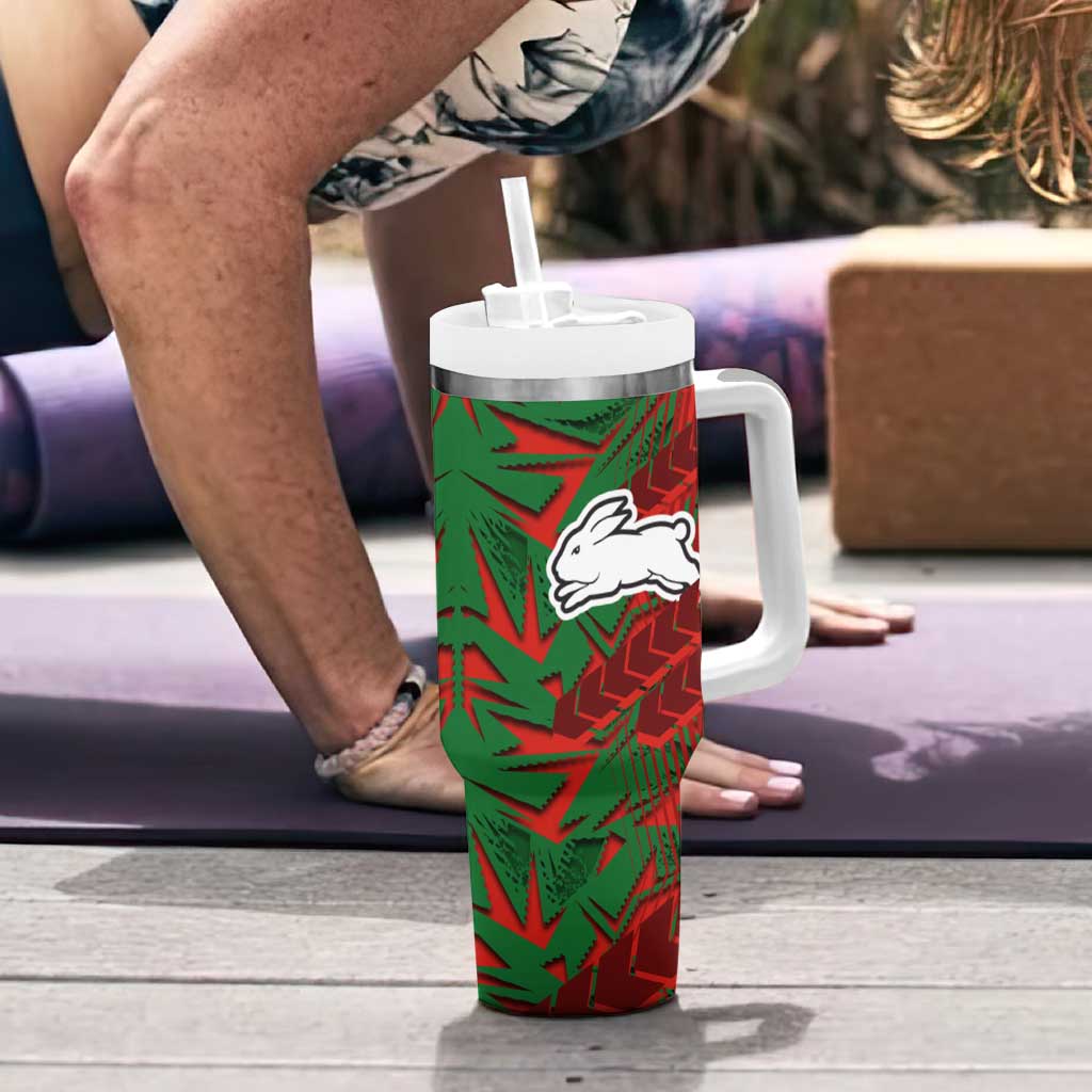 South Sydney Rabbitohs Rugby Tumbler With Handle Fierce Mascot Geometric Tribal Art