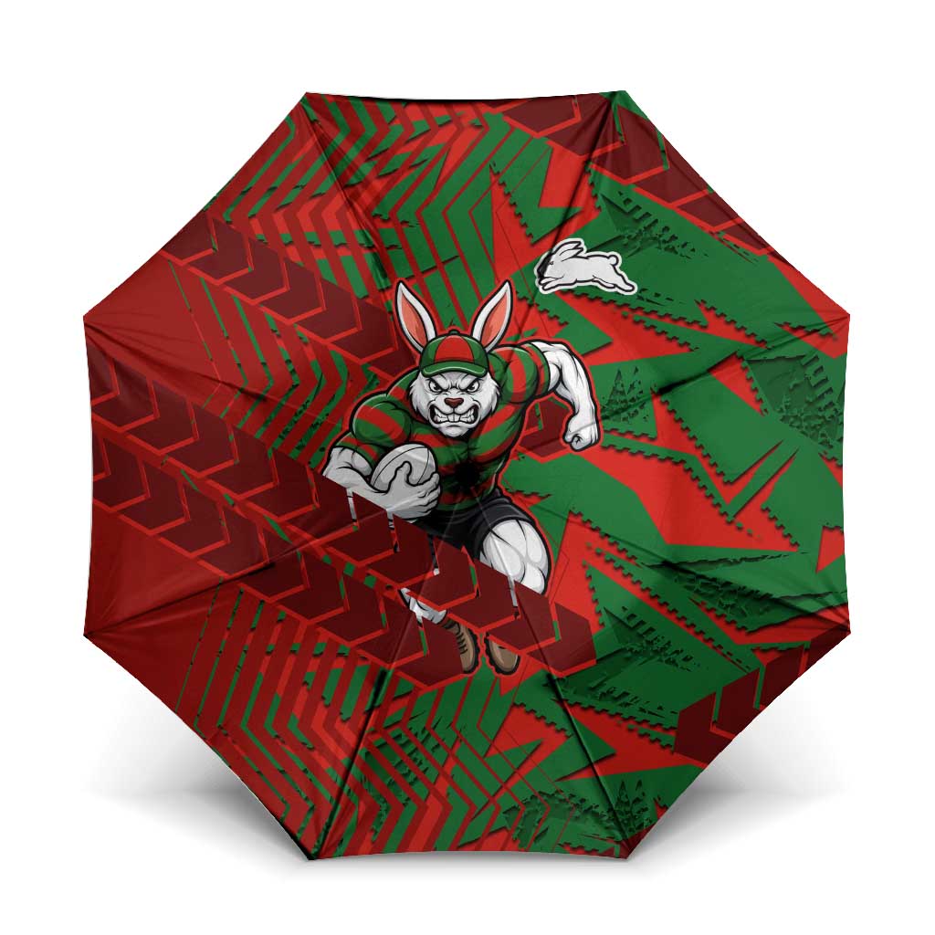 South Sydney Rabbitohs Rugby Umbrella Fierce Mascot Geometric Tribal Art