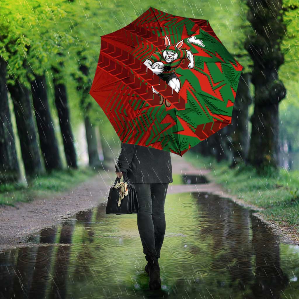 South Sydney Rabbitohs Rugby Umbrella Fierce Mascot Geometric Tribal Art