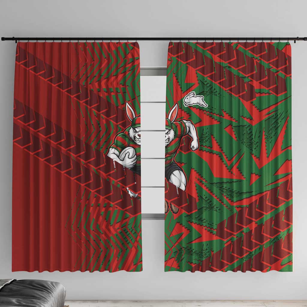 South Sydney Rabbitohs Rugby Window Curtain Fierce Mascot Geometric Tribal Art