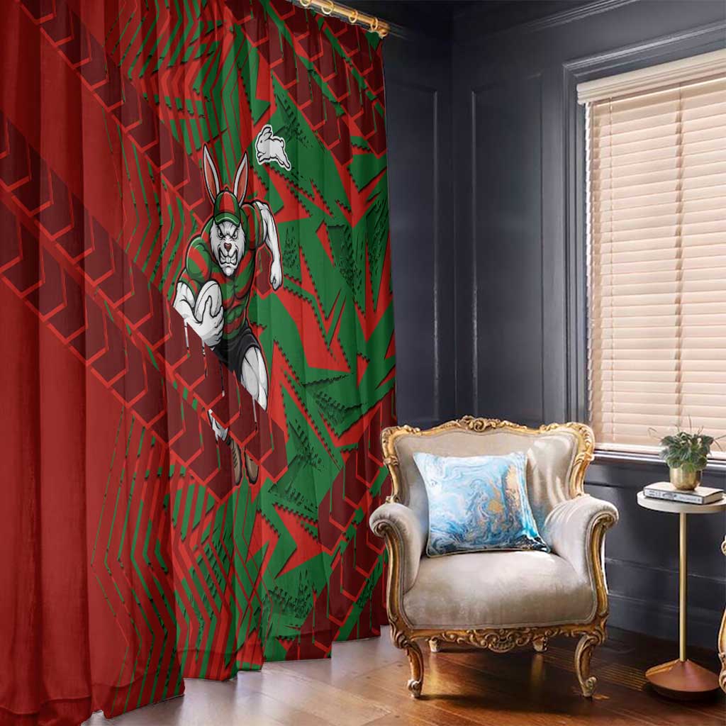 South Sydney Rabbitohs Rugby Window Curtain Fierce Mascot Geometric Tribal Art