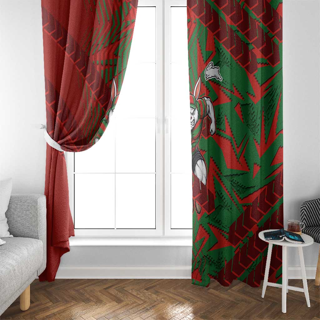 South Sydney Rabbitohs Rugby Window Curtain Fierce Mascot Geometric Tribal Art
