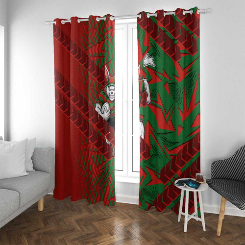 South Sydney Rabbitohs Rugby Window Curtain Fierce Mascot Geometric Tribal Art