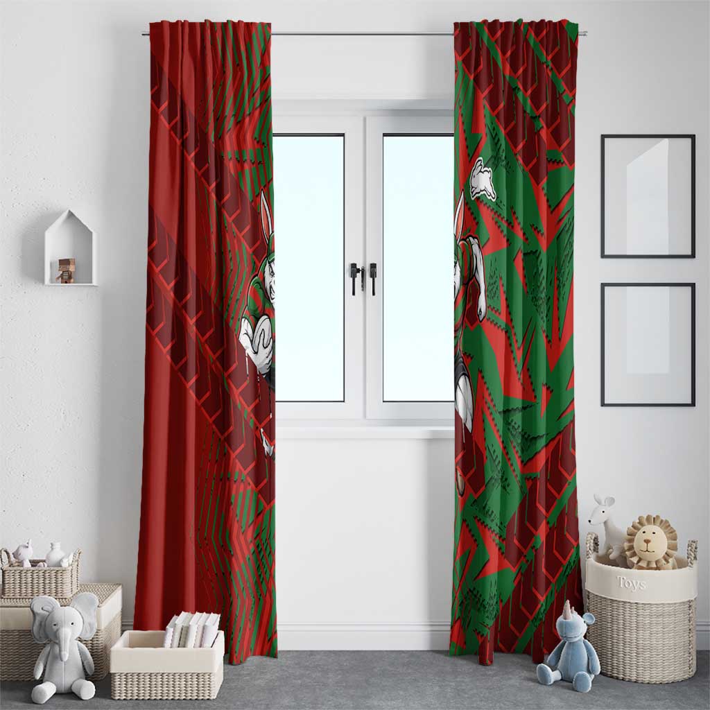 South Sydney Rabbitohs Rugby Window Curtain Fierce Mascot Geometric Tribal Art