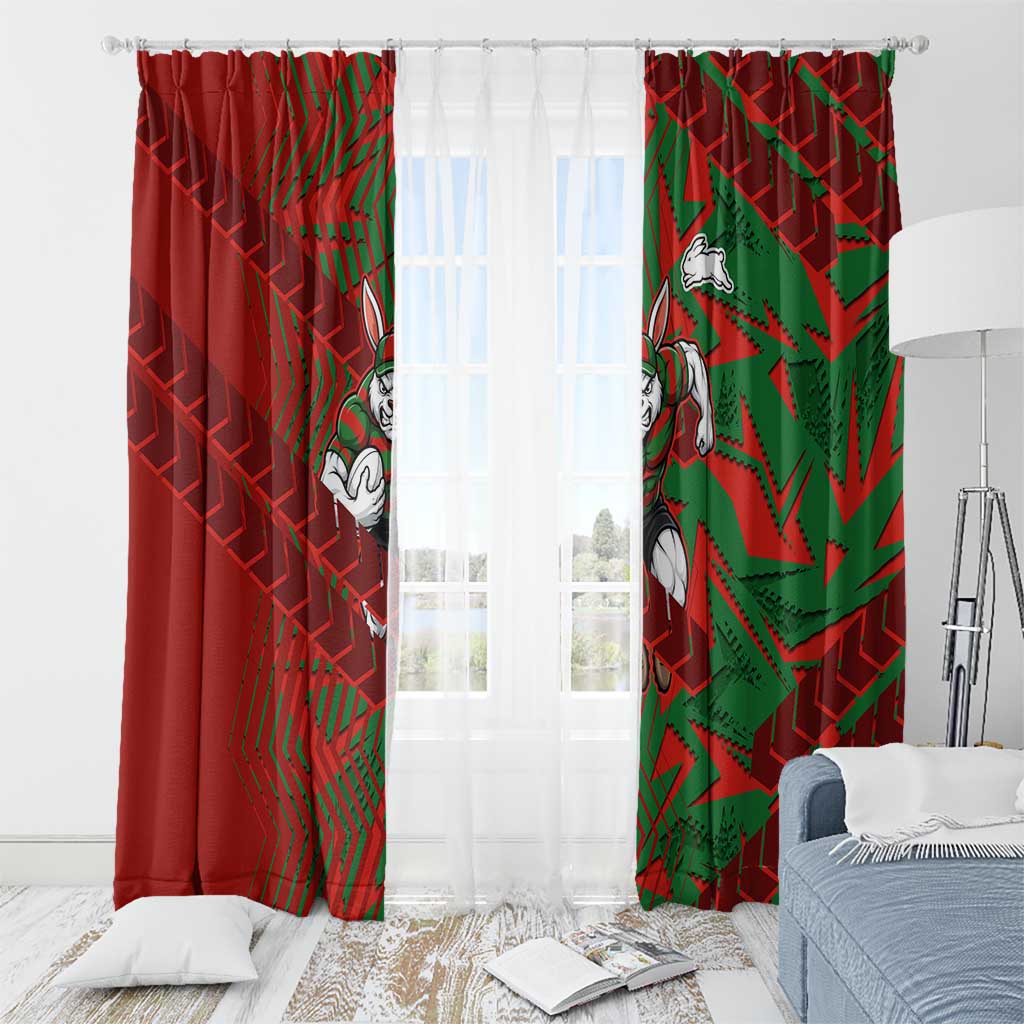 South Sydney Rabbitohs Rugby Window Curtain Fierce Mascot Geometric Tribal Art