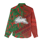 South Sydney Rabbitohs Rugby Women Casual Shirt Fierce Mascot Geometric Tribal Art