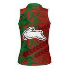 South Sydney Rabbitohs Rugby Women Sleeveless Polo Shirt Fierce Mascot Geometric Tribal Art