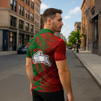 South Sydney Rabbitohs Rugby Zipper Polo Shirt Fierce Mascot Geometric Tribal Art