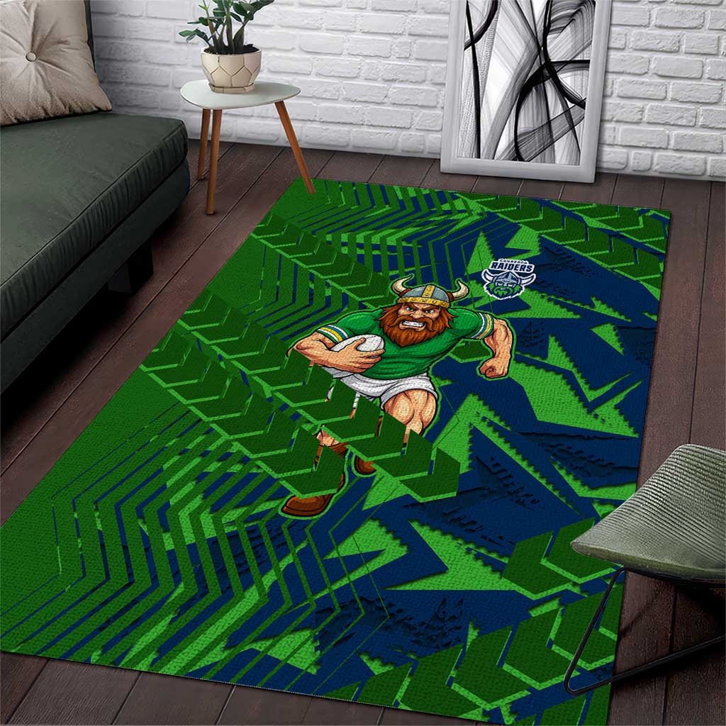 Canberra Raiders Rugby Area Rug Fierce Mascot Geometric Tribal Art